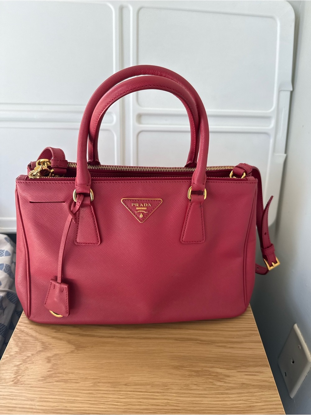 Prada Saffiano Lux Double-Zip Tote Red – Crossbody Strap – COA Included